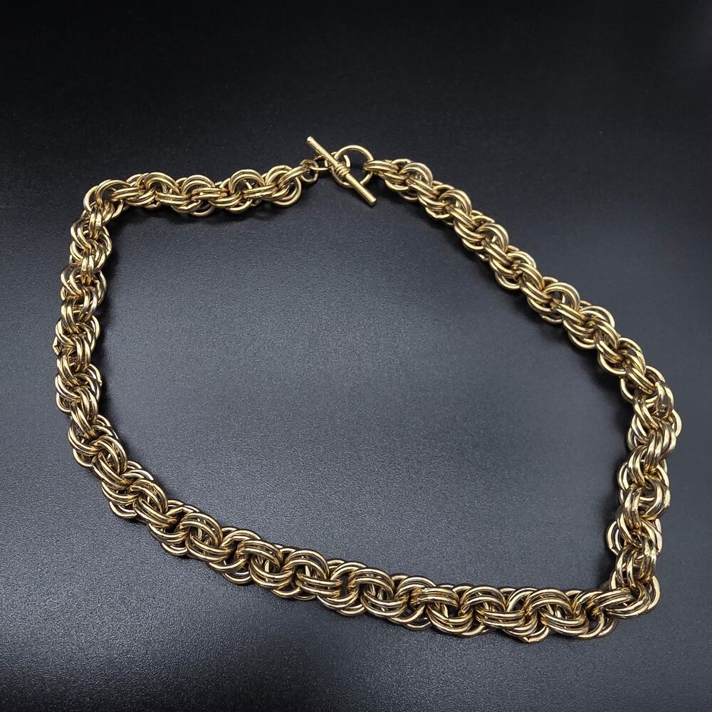 Avon Gold Tone Chain Necklace Chunky Statement Vintage Jewelry - Picture 2 of 8